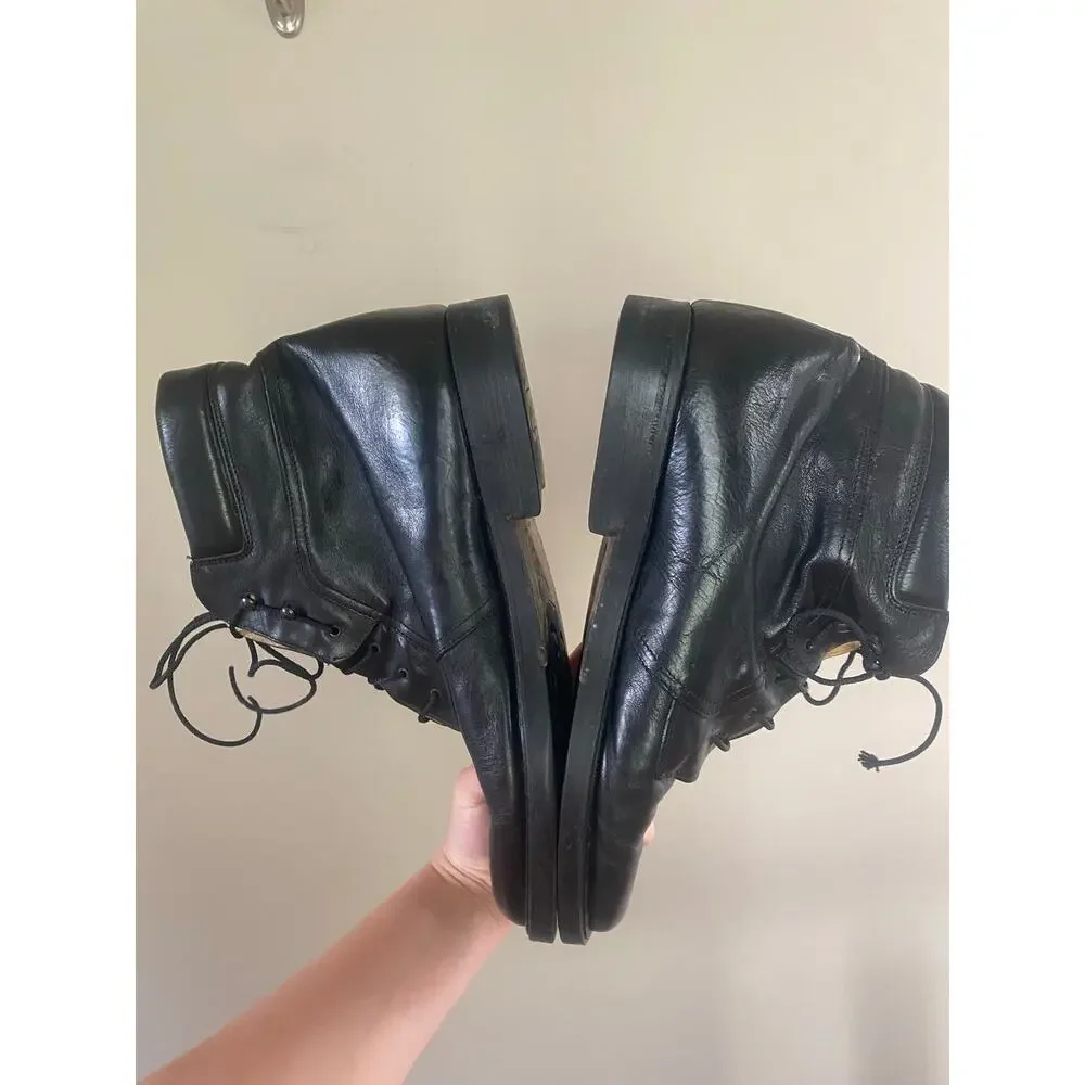 Kenneth Cole NY black leather lace up boots casual size 13 mens Italy